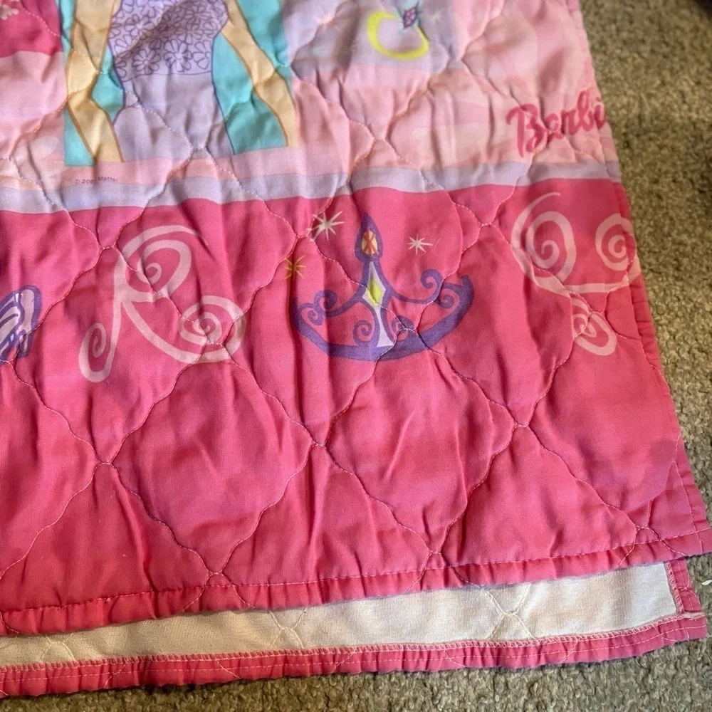 Vintage 1991 Dan River Pink Barbie Toddler Blanket Comforter Bedding 42x58